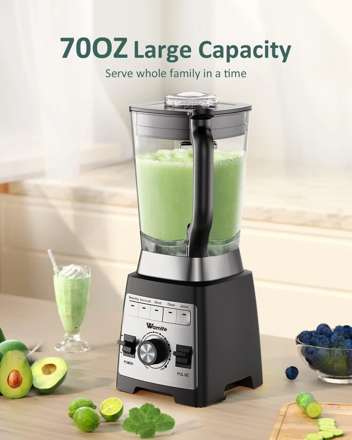 1450W Powerful Motor Blenders for Kitchen with 5 Presets & 70 oz Tritan Container, High-Speed Smoothie Maker