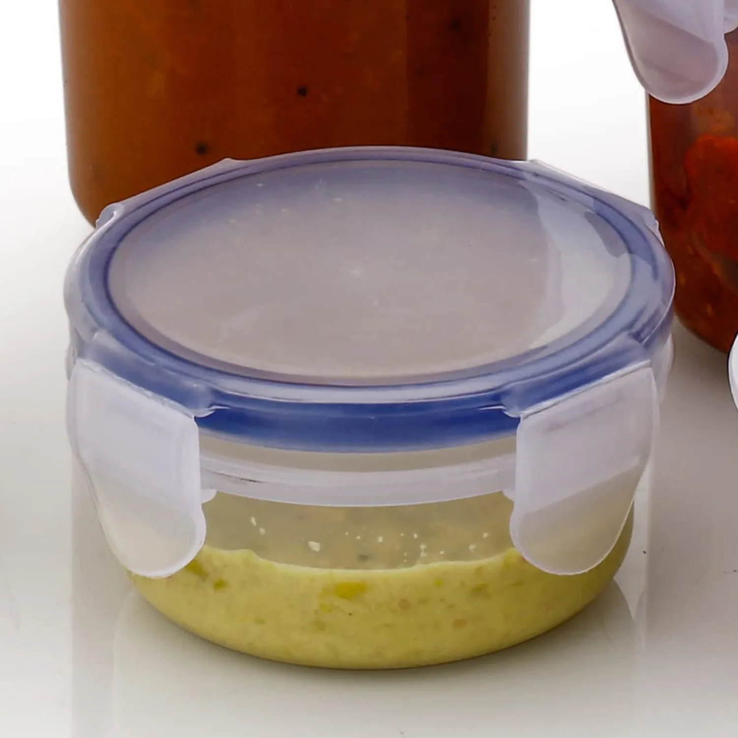 5830 Plastic Liquid Round Airtight Food Storage Container with Leak Proof Locking Lid BPA Free Container for Kitchen, 5 Pcs Set (Transparent,  ( Approx Capacity 110 ml,160 ml,210 ml,400 ml,500 ml)