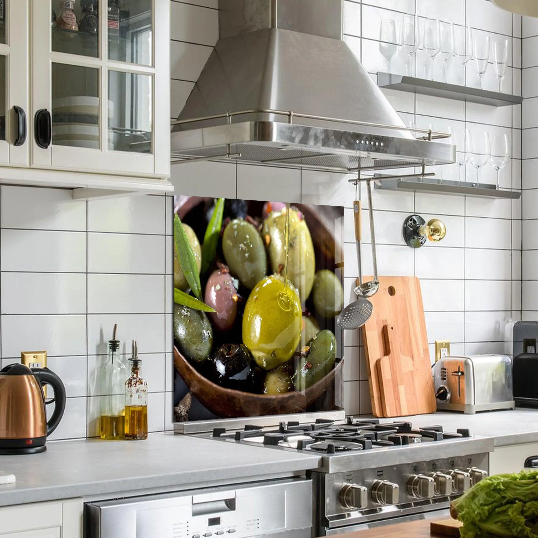 Aegean Olives | Glass Printed Backsplash for your Kitchen