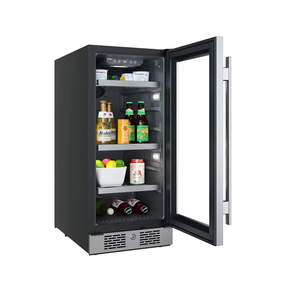 Avallon ABR151BLSS 15" Wide 86 Can Beverage Center in Black Stainless Steel