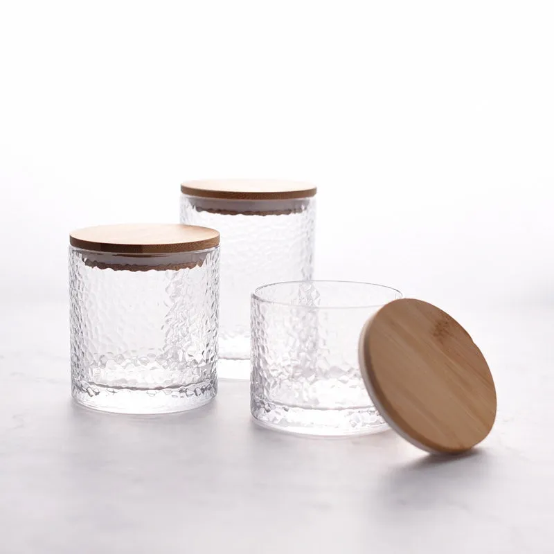 Dimpled Glass Kitchen Condiment Jar