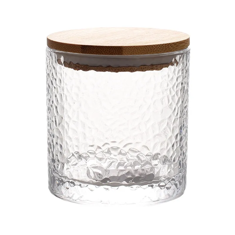 Dimpled Glass Kitchen Condiment Jar