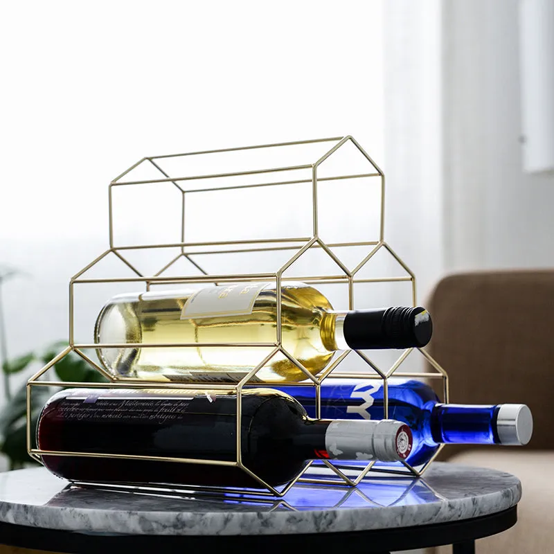 Gold Hexagon Wine Rack