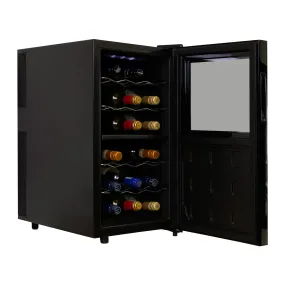 Koolatron 18 Bottle Dual Zone Wine Cooler, Black Thermoelectric Wine Fridge, 1.7 cu. ft (48L), Freestanding Wine Cellar, Red, White, Sparkling Wine Storage for Home Bar, Kitchen, Apartment, Condo