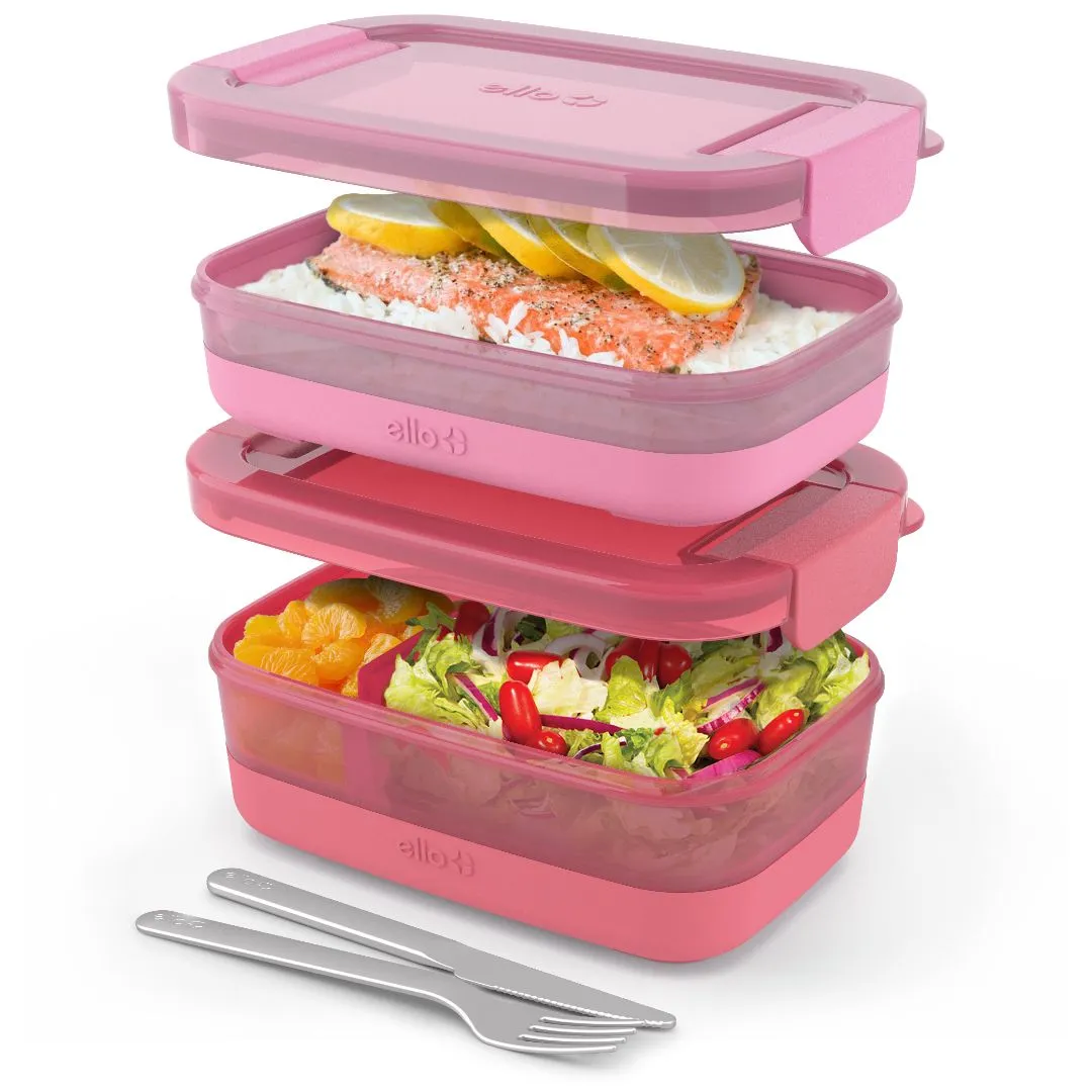 Lunch Bento Stack Plastic Food Storage Container, Set of 2