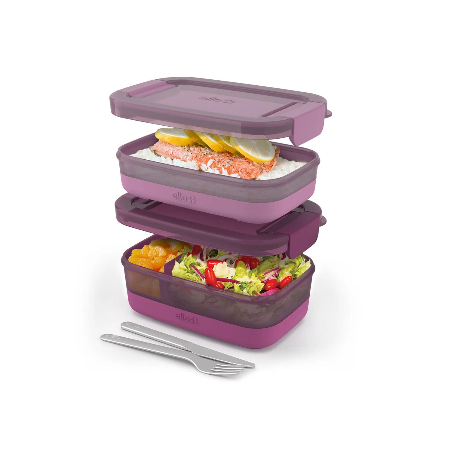 Lunch Bento Stack Plastic Food Storage Container, Set of 2