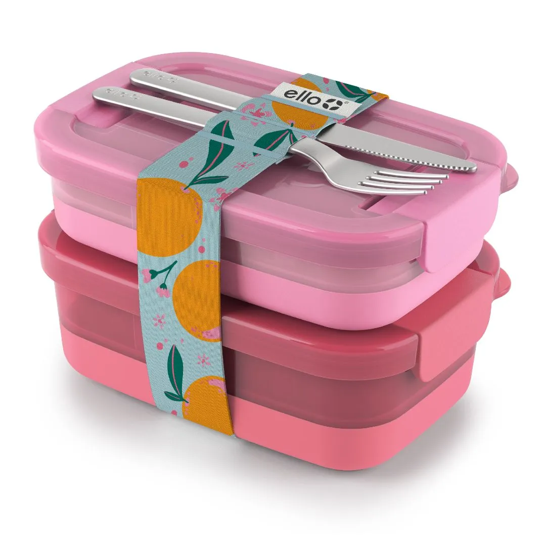 Lunch Bento Stack Plastic Food Storage Container, Set of 2