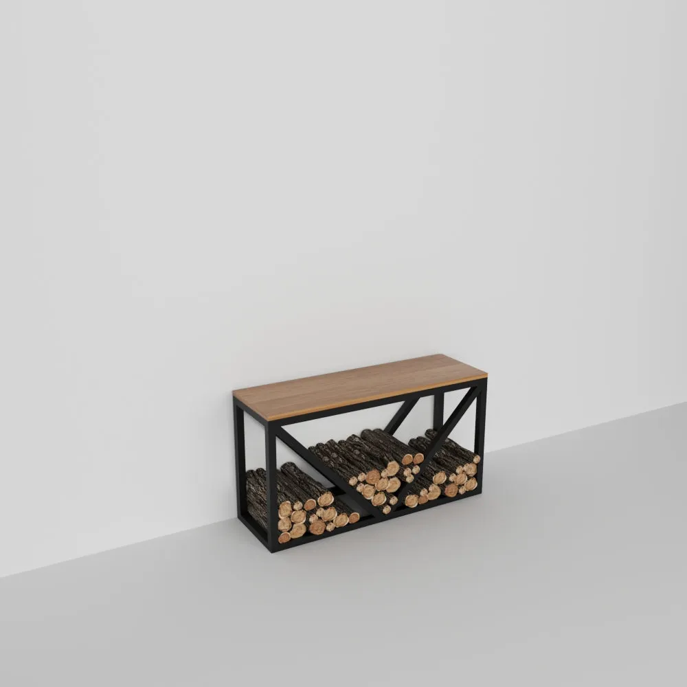 Metal Log Holder with Bench