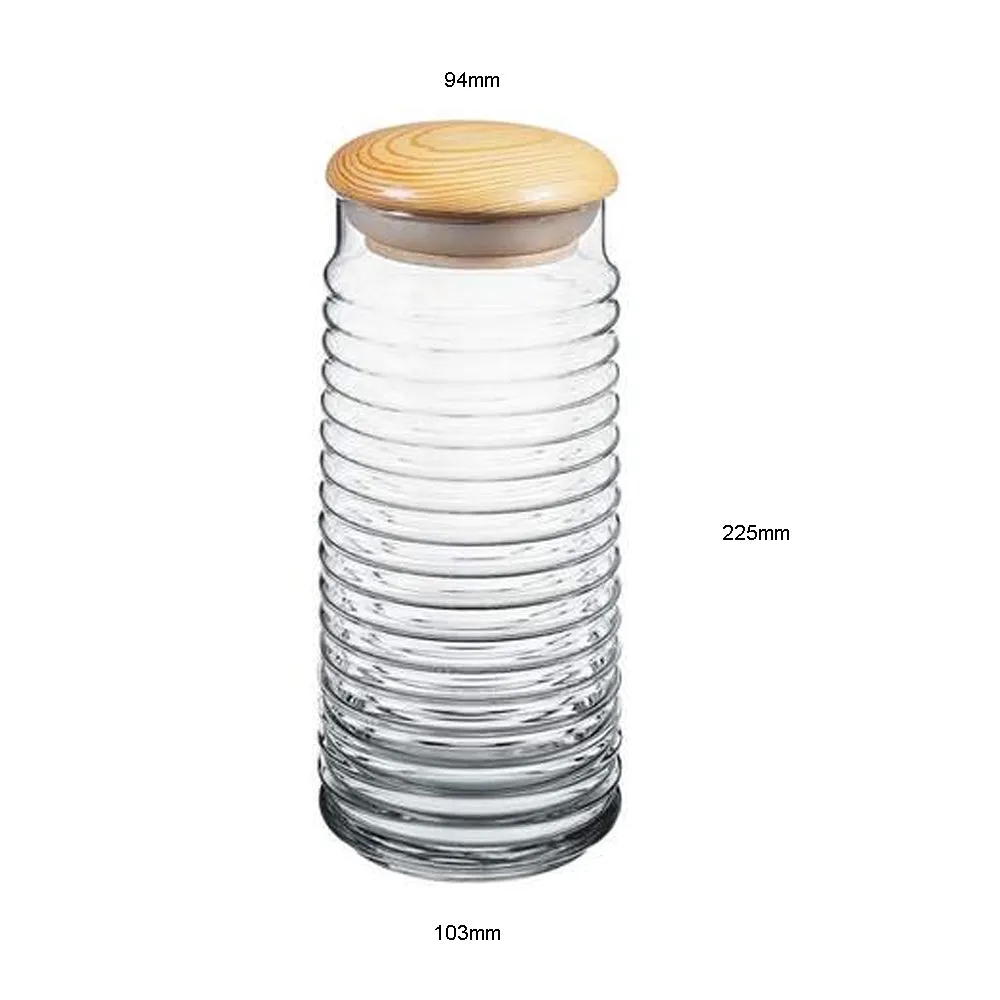 New pasabahce babylon glass canister with wood lid 1500ml