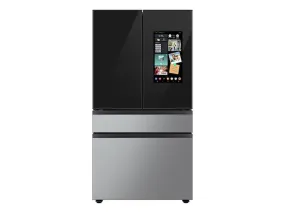 Samsung RF23BB8900QK Bespoke Counter Depth 4-Door French Door Refrigerator (23 cu. ft.) - in Charcoal Glass Top and Family Hub™ Panels with Stainless Steel Middle and Bottom Panels