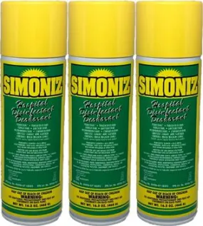 Simoniz® Hospital Disinfectant Spray and Deodorant 16.5oz can, Pack of 3