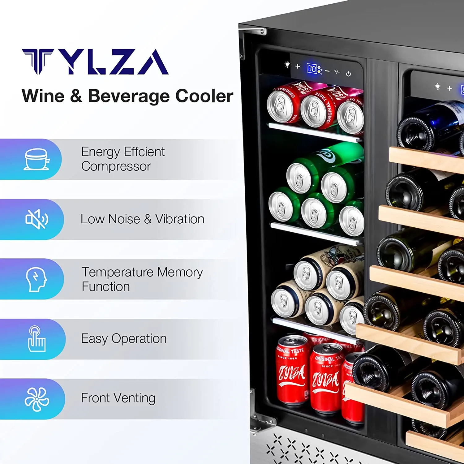 Wine and Beverage Refrigerators,  Stainless Steel Quick Quiet Energy Saving Cooling System